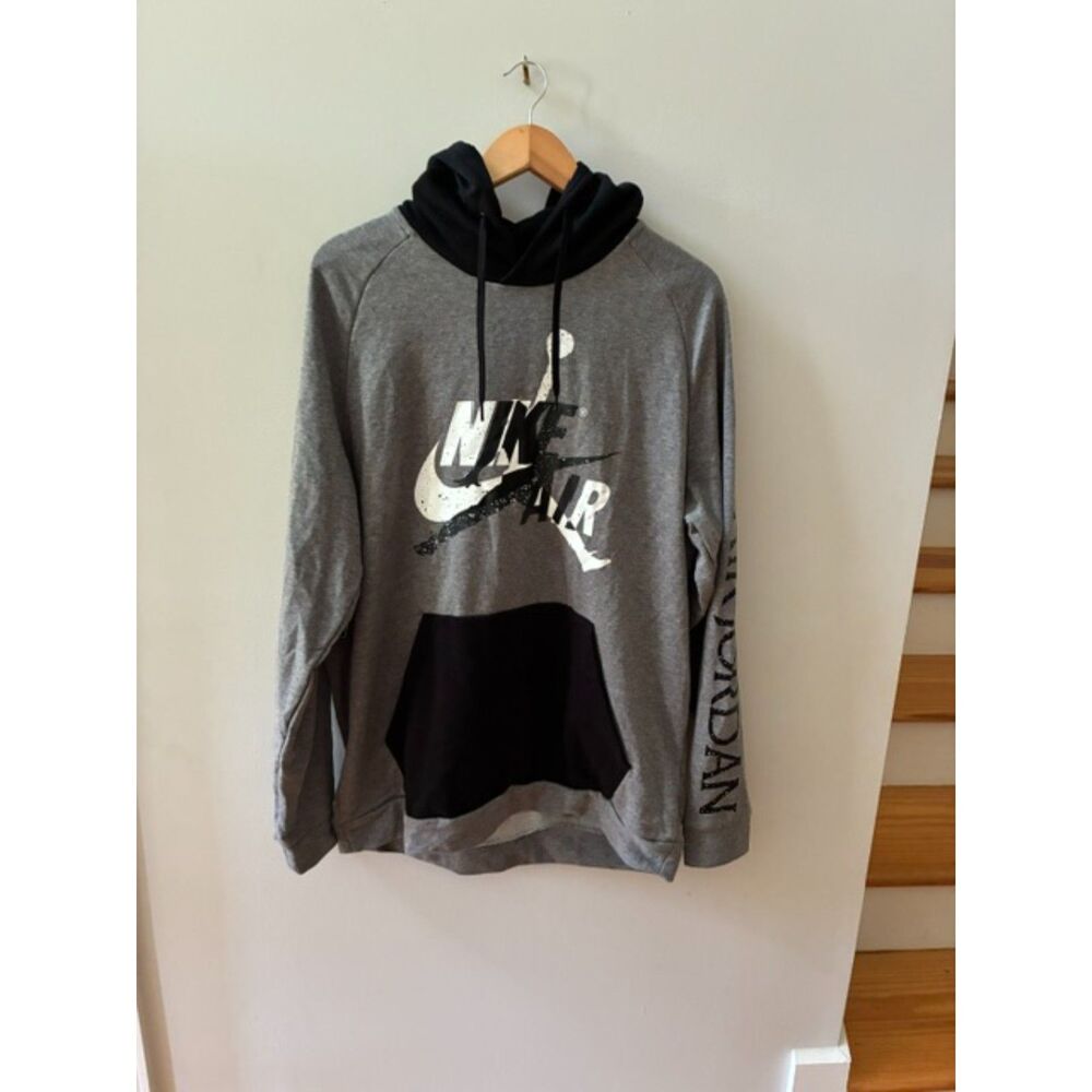 Nike Air Jordan Hoodie Men's XL NWT Gray Black Pullover Sweatshirt